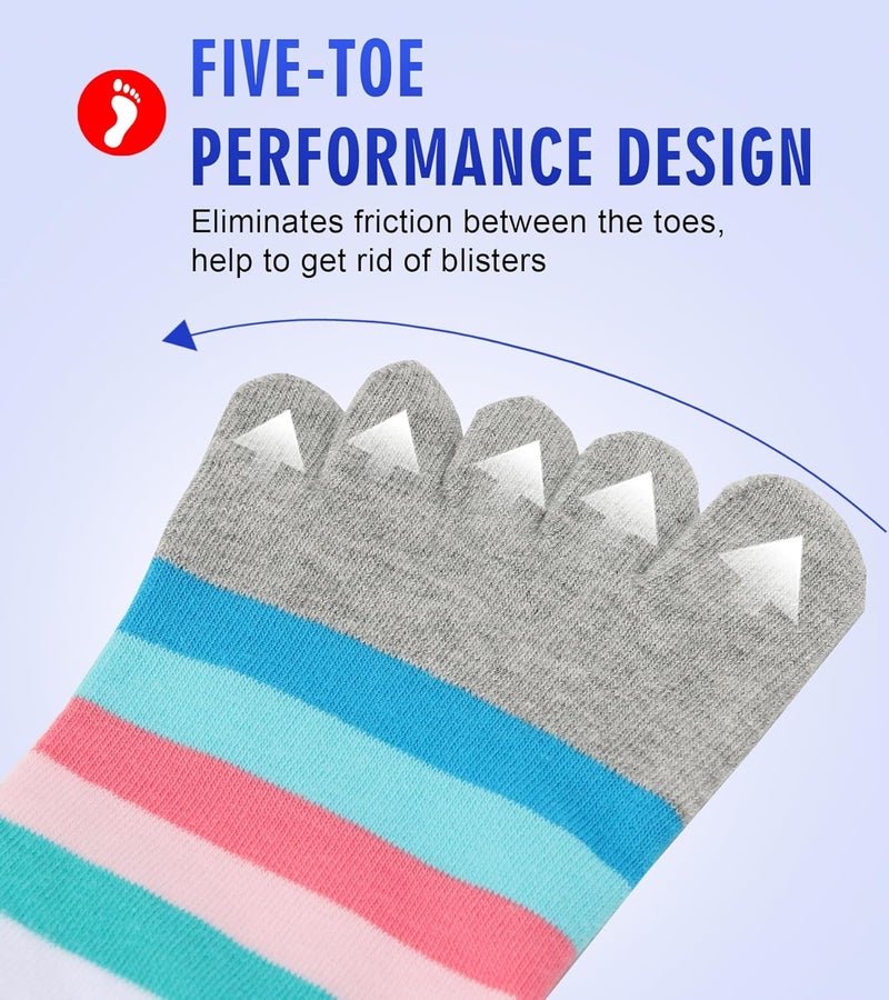 Fasot Women Toe Socks 5 Finger Cotton Wicking Athletic 6 Pack 3 Pack - Image 5